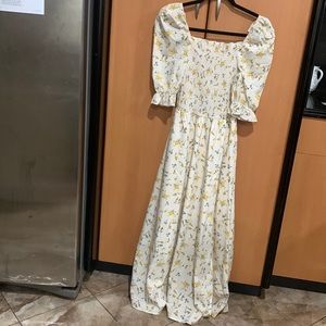 SHIEN puff sleeve midi/maxi dress with side slit